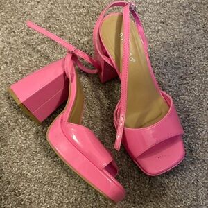 Pink Block Heel Sandals